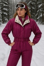 Tuta da sci vintage Roffe magenta donna pezzo unico Thinsulate taglia 14 USA