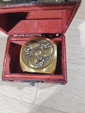 Anello con sigillo moneta cinese Feng Shui Yin Yang Bagua tono oro confezione regalo