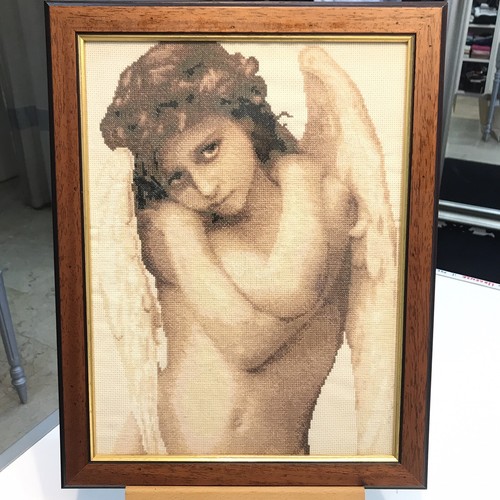 Quadro angelo ricamato punto - quadro,