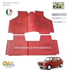 Tappeti  per Fiat 127 d'epoca in gomma e moquette colore Rosso 100%Made In Italy