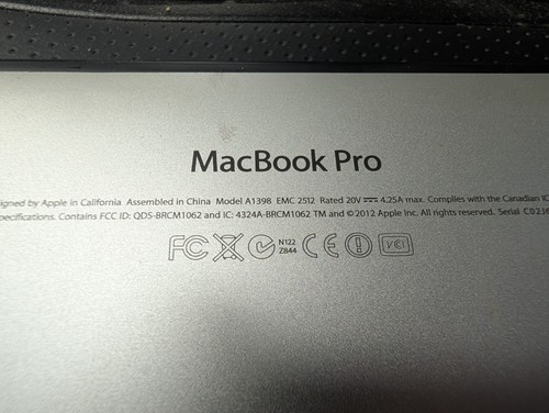 Macbook pro a1398 2012 15 - -, 15"