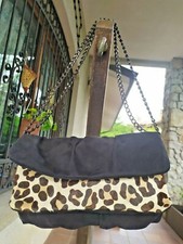 Borsa ZARA Pochette catena acciaio scamosciato nero leopardato setole cavallino