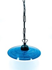 Lampadario a sospensione in ferro con piatto smaltato 23 cm blu Lampadina E27