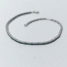 Bracciale tennis oro 18  carati bianco rodiato smeraldi naturali diametro 1,5 mm