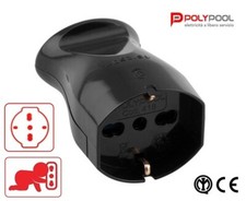 PRESA FEMMINA POLIVALENTE SCHUKO + ITALIANE PER CAVO ELETTRICO NERA "POLYPOOL"