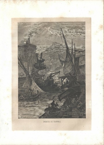 Stampa antica napoli - napoli, porto