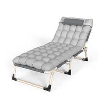 Lettino da Campeggio 2 IN 1 Pieghevole Lettino da Giardino Sdraio con Cuscino Lettino Relax