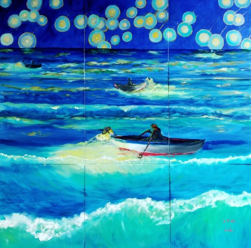 Dipinto olio mosaico - a,
