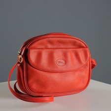 Longchamp Borsa Rossa Vintage a Tracolla Pelle Anni 70-80 Originale