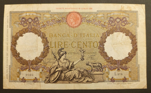 100 lire 1937 bb - lire,