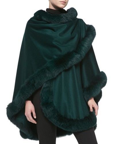 Mantella nera cashmere con - in,
