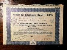 9365-AZIONI-TITOLI, SOC. DES TELEPHONES PICART LEBAS, OBLIGATION DE 500 Fr.,1934