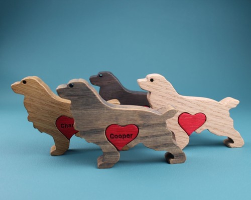 Statua cocker spaniel legno - in,