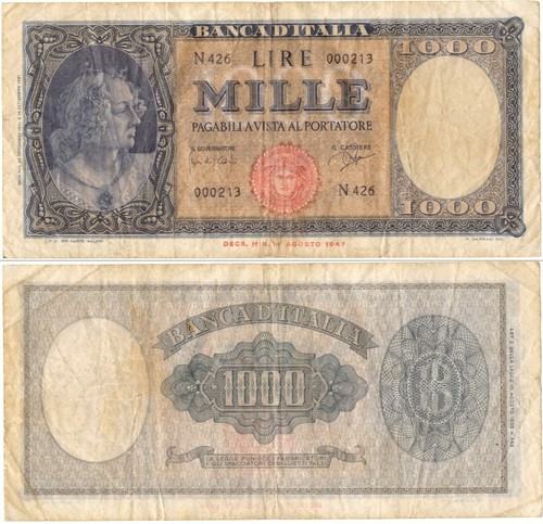 1961 italia banconota lire - italia,