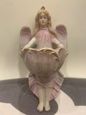 ANTICA,ACQUASANTIERA,BISCUIT,PORCELLANA, HOLY WATER FONT,ANGELO,BENITIER,ANGEL