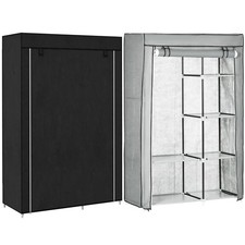 HOMCOM Guardaroba Portatile con Porta a Cerniera in Tessuto non Tessuto Acciaio