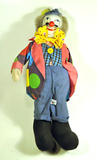 Vtg. Toy 13" Clown Thailand Porcelain Painted Face Head Colorful Beanbag Feet 