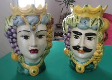 Teste Di Moro In Ceramica Di Caltagirone (h 24) - Bottega "Artemy Caltagirone"