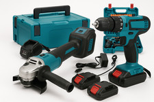 Flex Smerigliatrice Angolare + Trapano a Batteria Kit Set Valigetta 1 batteria