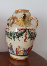 Orcio/anfora in terracotta decorato a mano in rilievo fine 1800 inizio 1900