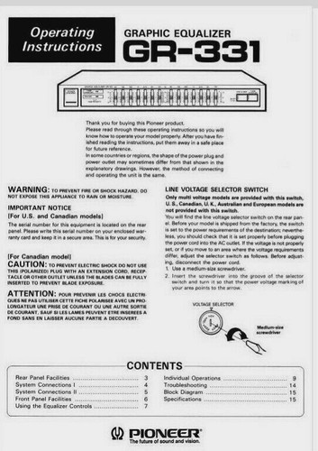 Pioneer 331 equalizzatore - pioneer, gr-331