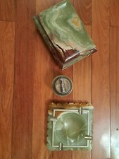 Set fumo 3 pezzi in onice: accendino, posacenere e porta sigari-sigarette