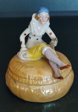 Scatola Pierrette Art Deco Seatendorf porcellana tedesca smalto lucentezza circa 1925