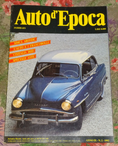 Auto epoca febbraio 1992 - d'epoca,