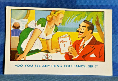 Saucy innuendo comic postcard - innuendo,