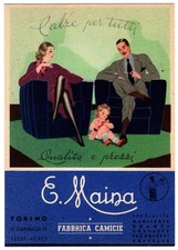 CARTOLINA PUBBLICITARIA CAMICIE CALZE MAINA TORINO