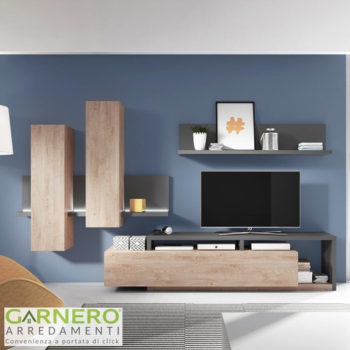 Parete attrezzata rovere - parete,