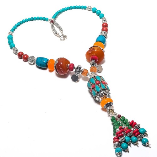 Collana corallo ambra turchese - collana,
