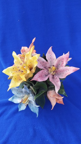 Bouquet fleurs faience - bouquet,