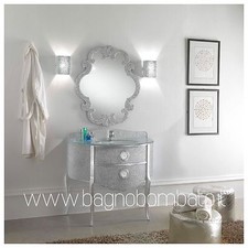 Mobile Bagno In Cristallo Bombato Foglia Argento