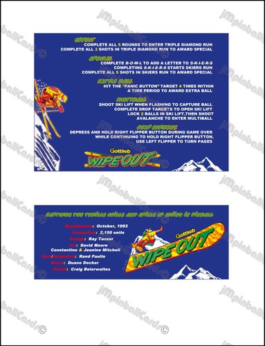 Gottlieb wipe out 1993 - out, cartes
