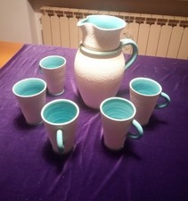 Zaccagnini - Set di 5 bicchieri con brocca in ceramica bugnata anni ’50-60