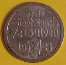Moneta argento oro 1/2 1923 libera città di Danzica