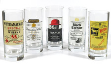 PRL) 5 BICCHIERI GLASSES VERRE SCOTCH WHISKY BLACK & WHITE FRANCIS CANADIAN CLUB
