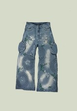 NUOVO jeans larghi blu acqua