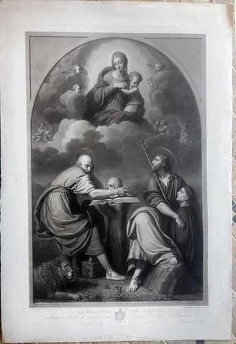 Stampa antica madonna col - stampa,