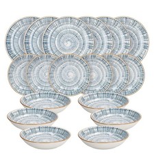 Servizio Piatti per la Tavola 18 Pezzi TOGNANA Blu Mare Porcellana Set 6 Persone