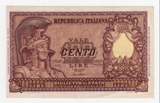 Banconota 100 Lire Bolaffi/Cavallaro/Giovinco 31/12/1951 Repubblica Originale