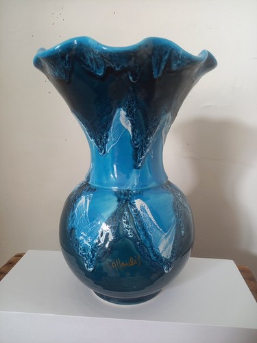 Vallauris vase bleu vintage - vallauris,