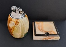 Vintage anni 70, accendino e posacenere in onice pakistano