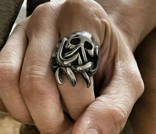 Anello uomo polpo teschio - polpo,