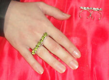 anello doppio dito strass ss29    5 mm VERDE OLIVA bagno ARGENTO made italy