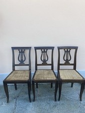 3 antiche Sedie In legno Con Seduta Impagliata