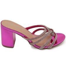 Sandalo donna in vernice fucsia gioiello argento sabot mule aperto dietro con ta