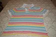 Lacoste, Polo donna, bianca a righe,  taglia 4, usata