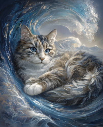 Stampa ondulata gatto - , soffice